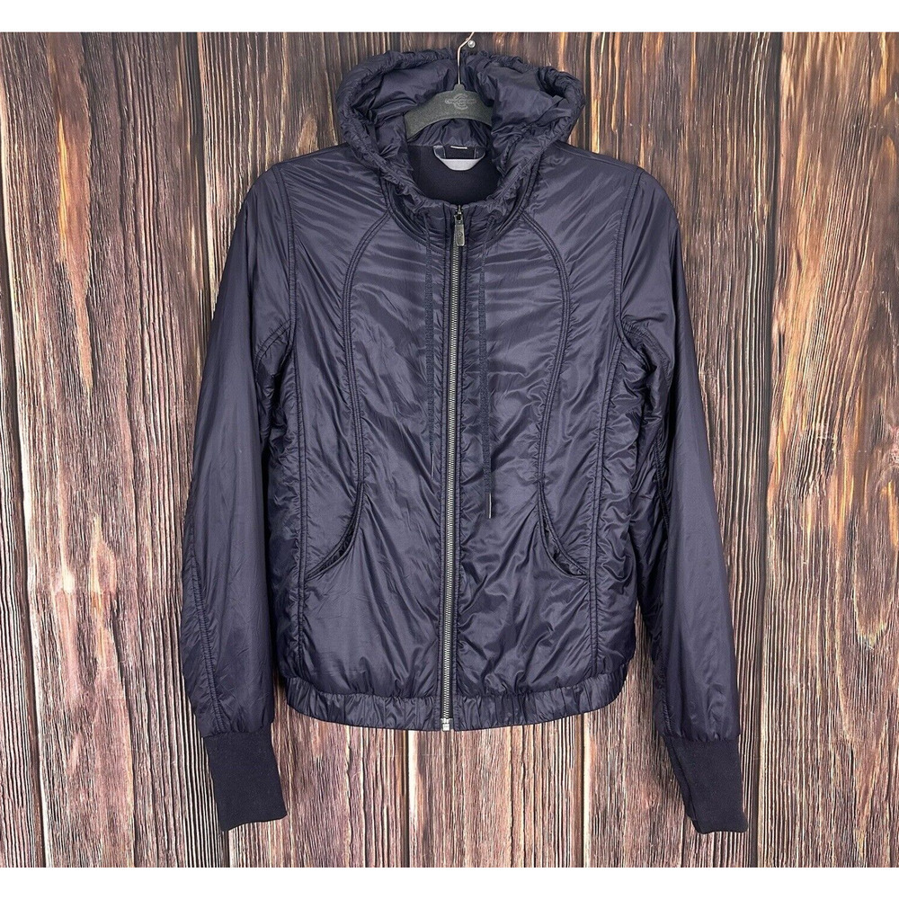 Lululemon Womens Puffer Scuba Hoodie Jacket Full Zip Dark Purple Size 4